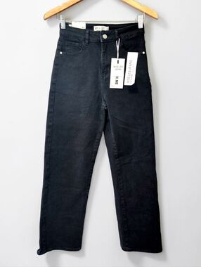 Katch Me Wide Leg High Waist Black Denim Jeans 26x29 Stretch Womens 2